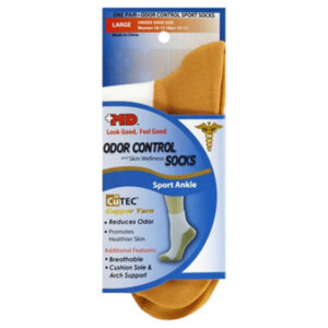 MD Socks Unisex Odor Control & Skin Wellness Sport Ankle Large White Copper - Each