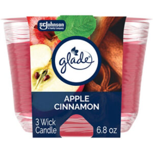 Glade Apple Cinnamon Fragrance Infused With Essential Oils 3 Wick Candle Air Freshener - 6.8 Oz