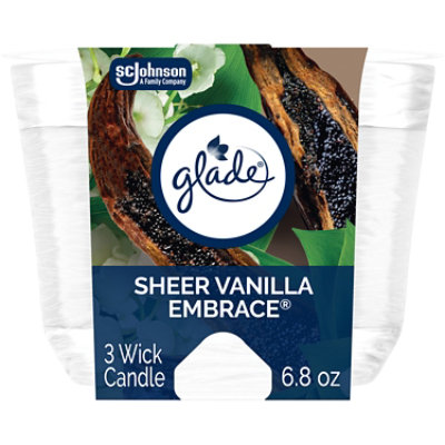 Glade Sheer Vanilla Embrace Infused With Essential Oils 3 Wick Candle Air Freshener - 6.8 Oz