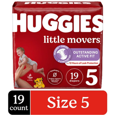 Huggies Little Movers Baby Diapers Size 5 (27 lbs) - 19 Count