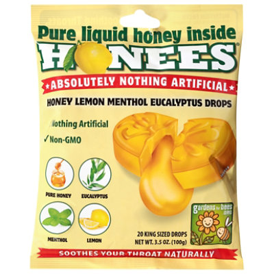 Honees Cough Drops Honey Lemon Menthol - 20 Count