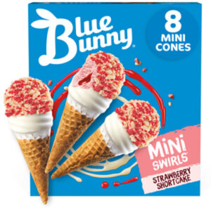 Blue Bunny Mini Swirls Strawberry Shortcake Cones Frozen Dessert - 8 Count