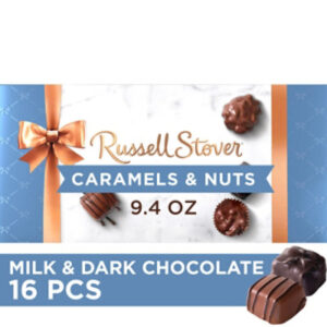 Russell Stover Caramels & Nuts In Milk & Dark Chocolate Gift Box - 9.4 Oz