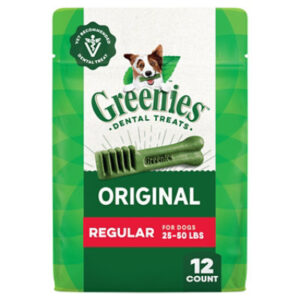Greenies Original Regular Natural Dog Dental Care Chews Oral Health Dog Treats 12 Count - 12 Oz