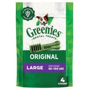 Greenies Original Large Natural Dog Dental Care Chews Oral Health Dog Treats 4 Count - 6 Oz