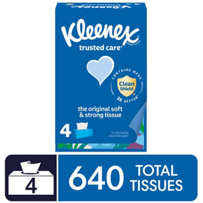 Kleenex Trusted Care Facial Tissues 4 Boxes - 160 Count