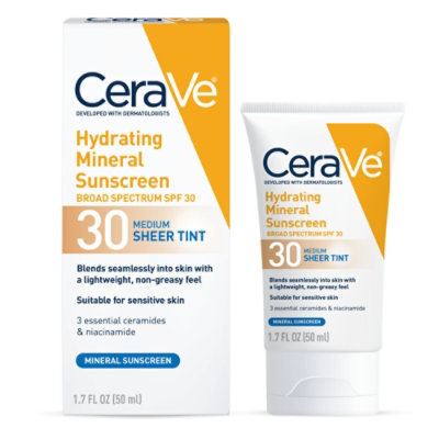 CeraVe Hydrating SPF 50 Mineral Sunscreen - 5 Oz