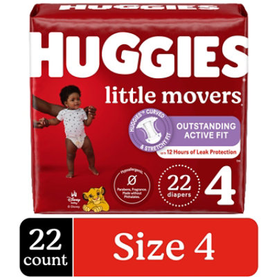 Huggies Little Movers Baby Diapers Size 4 (22-37 lbs) - 22 Count