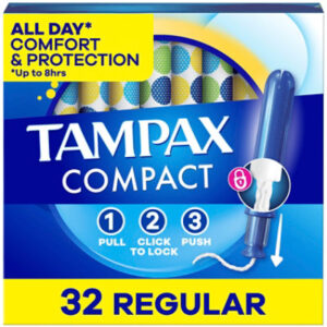 Tampax Pocket Pearl Compact Tampons Regular Absorbency Unscented - 32 Count