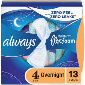 Always Infinity Pads FlexFoam Size 4 Overnight Absorbency Unscented - 13 Count