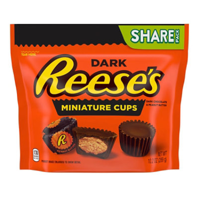 Reeses Miniatures Dark Chocolate Peanut Butter Cups Candy Share Pack - 10.2 Oz