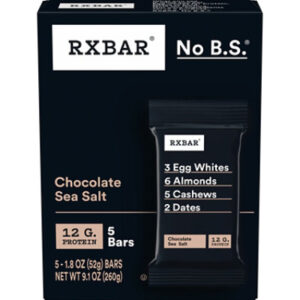 RXBAR Protein Bars Chocolate Sea Salt Protein Snack 5 Count - 9.1 Oz
