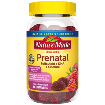 Nature Made Dietary Supplement Prenatal Gummies With DHA 58 Mg Mixed Berry - 60 Count