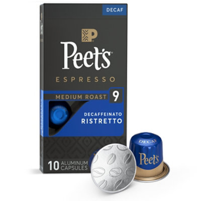 Peet's Coffee Espresso Capsules Decaf Ristretto Intensity 9 Compatible with Nespresso - 10 Count