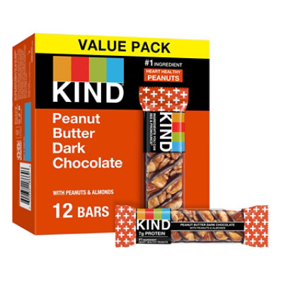 KIND Peanut Butter Dark Chocolate Gluten Free Snack Bars - 12-1.4 Oz