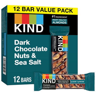 KIND Dark Chocolate Nuts & Sea Salt Gluten Free Snack Bars Value Pack - 12-1.4 Oz