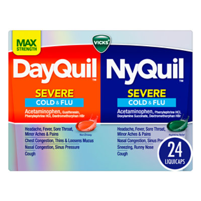 Vicks DayQuil & NyQuil SEVERE Cold & Flu LiquiCap Medicine - 24 Count