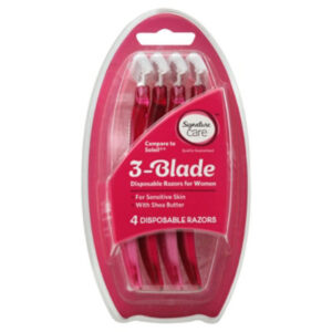Signature Select/Care Womens Razors 3 Blade Disposable Pink - 4 Count
