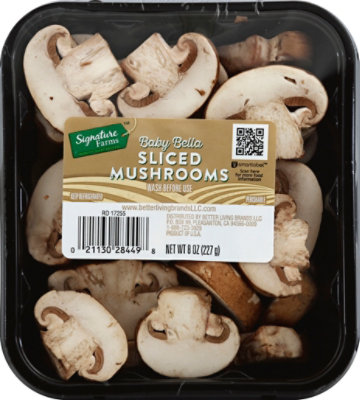 Signature SELECT/FARMS Brown Baby Bella Crimini Mushrooms Sliced - 8 Oz