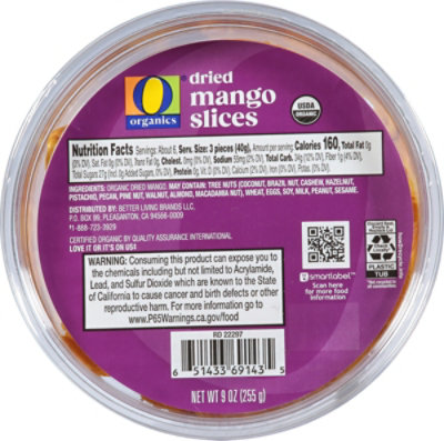 O Organics Mango Slices Prepackaged - 9 Oz