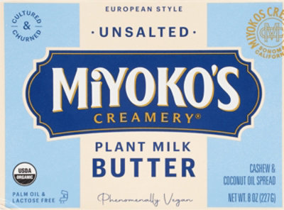 Miyoko's Creamery Unsalted European Style Plant Milk Butter - 8 Oz