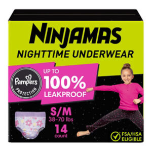 Ninjamas Nighttime Bedwetting Size S/M Girl Underwear - 14 Count
