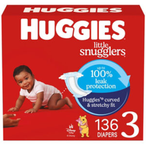 Huggies Little Snugglers Baby Diapers Size 3 (16-28 lbs) - 136 Count