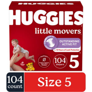 Huggies Little Movers Baby Diapers Size 5 (27 lbs) - 104 Count