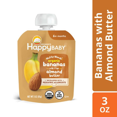 Happy Baby Organics Nutty Blends Organic Bananas With Almond Butter Stage 2 pouch - 3 Oz