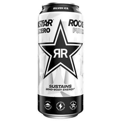 Rockstar Pure Zero Energy Drink Silver Ice Can - 16 FZ