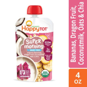 Happy Tot Organics Super Morning Stage 4 Bananas Dragon Fruit Coconut Milk Millet Vanilla - 4 Oz