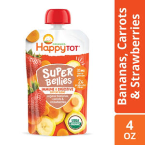 Happy Tot Organics Super Bellies Stage 4 Immune??? Support Bananas Carrots Strawberry - 4 Oz