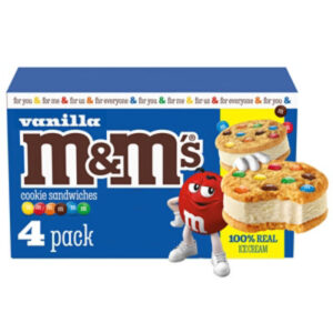 M&Ms Vanilla Ice Cream Cookie Sandwiches Reduced Fat Vanilla Ice Cream Cookie Sandwich - 4 Count