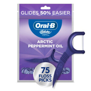 Oral-B Glide Peppermint Dental Floss Picks with ArCountic Peppermint Oil Flavor - 75 Count