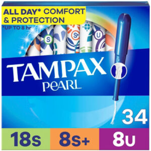 Tampax Pearl Tampons Trio Pack Super/Super Plus/Ultra Absorbency Unscented - 34 Count