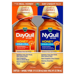 Vicks DayQuil and NyQuil Severe Cold & Flu Honey Liquid Over-the-Counter Medicine - 2 - 12 Oz