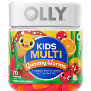 OLLY Kids Multi Gummy Worms Sour Fruity Punch - 70 Count