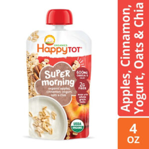 Happy Tot Stage 4 Organic Apples, Cinnamon, Yogurt & Oats  Super Chia Pouch - 4 Oz