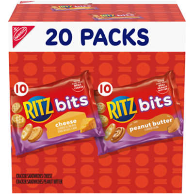 RITZ Bits Cheese And Peanut Butter Cracker Sandwiches Snack Pack - 20-1 Oz