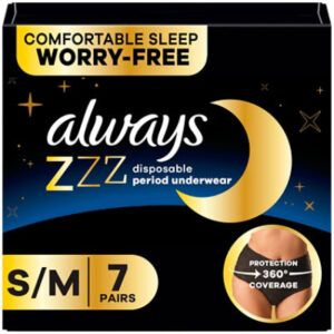 Always Zzz Period Underwear Disposable 360 Degree Coverage Small / Medium - 7 Count