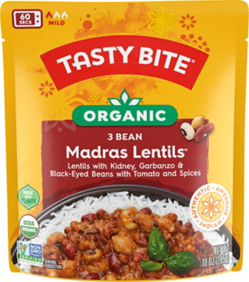 Tasty Bite Organic Madras Lentils 3 Bean Three-Bean Lentil Curry - 10 Oz