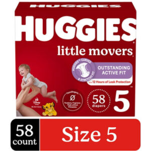 Huggies Little Movers Baby Diapers Size 5 (27 lbs) - 58 Count