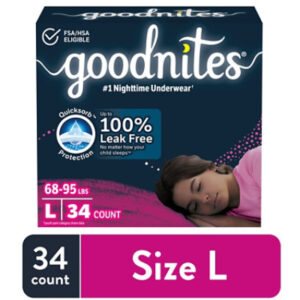 Goodnites Girls' Nighttime Bedwetting Underwear Size Large (68-95 lbs) - 34 Count