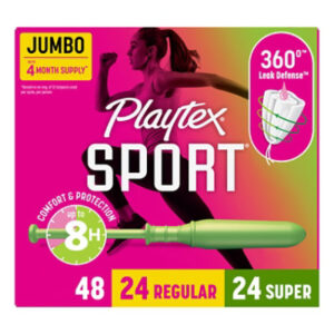Playtex Sport Tampons Plastic Unscented Regular & Super Absorbency Multipack - 48 Count