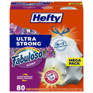 Hefty Ultra Strong Kitchen Drawstring Trash Bags Tall 13 Gallon Fabuloso Scent - 80 Count