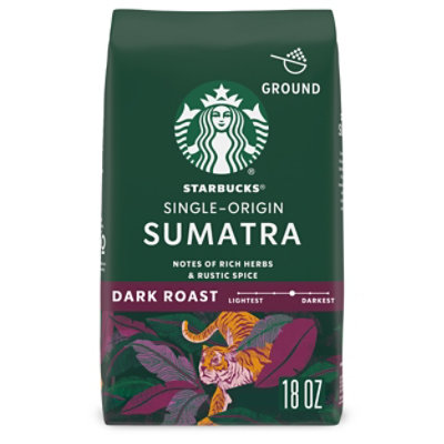 Starbucks Sumatra 100% Arabica Dark Roast Ground Coffee Bag - 18 Oz