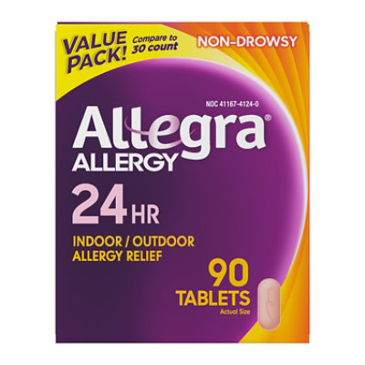 Allegra Adult 24HR Non-Drowsy Antihistamine Allergy Tablets - 90 Count