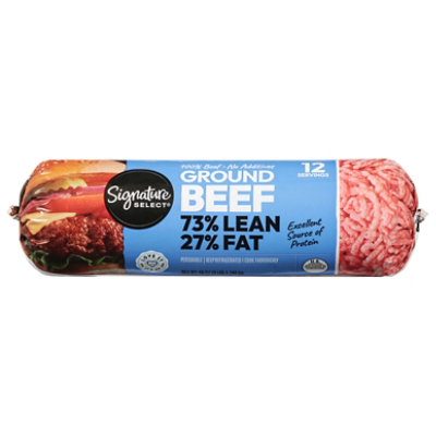 Signature Select Ground Beef 73% Lean 27% Fat Chub - 3 Lb