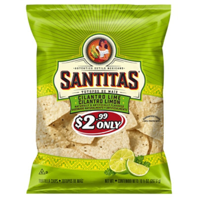 Santitas Tortilla Chips Cilantro Lime - 10.5 OZ