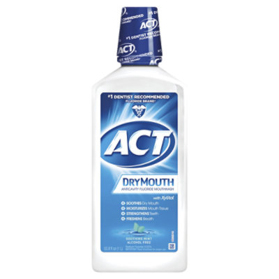 ACT Dry Mouth Anticavity Fluoride Mouthwash Soothing Mint - 33.8 Fl. Oz.
